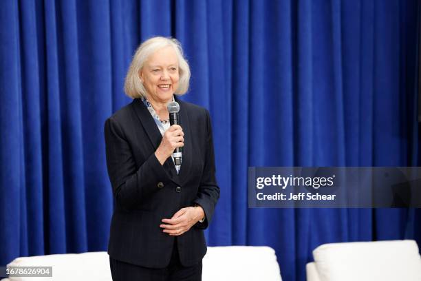 Ambassador Meg Whitman speaks at the U.S.-Kenya Business Roadshow on September 13, 2023 in Chicago, Illinois.