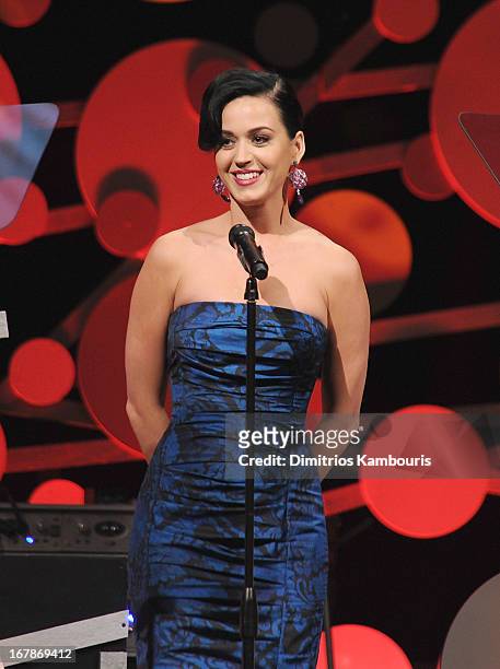 Singer Katy Perry attends the 2013 Delete Blood Cancer Gala honoring Vera Wang, Leighton Meester and Suzi Weiss-Fischmann on May 1, 2013 in New York...