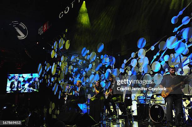 Singer Charles Kelley, singer Hillary Scott and guitarist Dave Haywood of Lady Antebellum performs at the 2013 Delete Blood Cancer Gala honoring Vera...