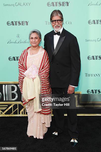 Member of Parliament Jaya Bhaduri Bachchan and actor Amitabh Harivansh Bachchan attend "The Great Gatsby" world premiere at Alice Tully Hall at...