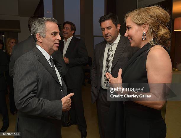 David Webb's Mark Emanuel and Monet Berger attend the David Webb Dinner in honor of LAXART at Sunset Tower on May 1, 2013 in West Hollywood,...