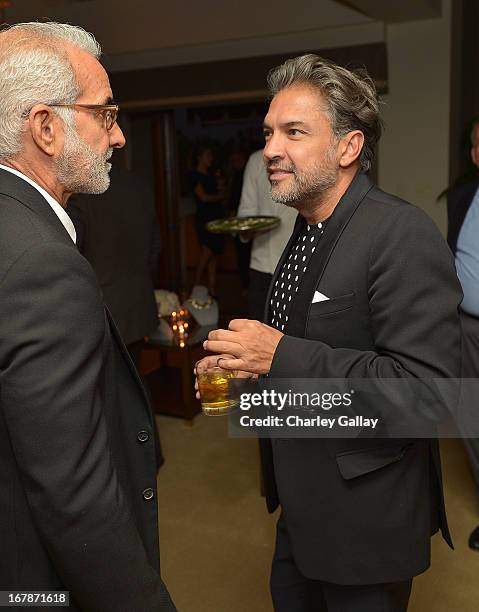Waldo Fernandez and Carlos Mota attend the David Webb Dinner in honor of LAXART at Sunset Tower on May 1, 2013 in West Hollywood, California.
