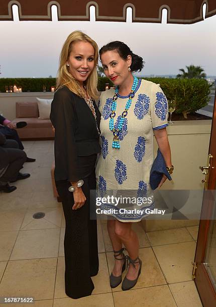Brooke Davenport and LAXART's Lauri Firstenberg attend the David Webb Dinner in honor of LAXART at Sunset Tower on May 1, 2013 in West Hollywood,...