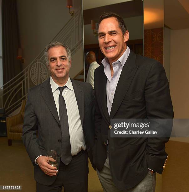 David Webb's Mark Emanuel and Jeff Klein attend the David Webb Dinner in honor of LAXART at Sunset Tower on May 1, 2013 in West Hollywood, California.