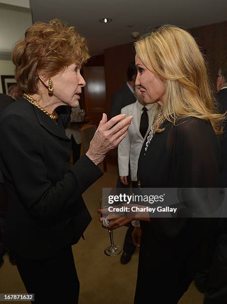 Betsy Bloomingdale and Brooke Davenport attend the David Webb Dinner in honor of LAXART at Sunset Tower on May 1, 2013 in West Hollywood, California.