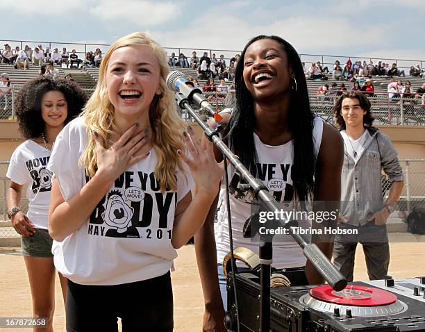 Peyton List and Coco Jones attend the WAT-AAH! Foundation's 3rd annual move your body 2013 event on May 1, 2013 in Los Angeles, California.