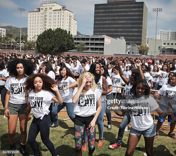 Peyton List and Coco Jones attend the WAT-AAH! Foundation's 3rd annual move your body 2013 event on May 1, 2013 in Los Angeles, California.