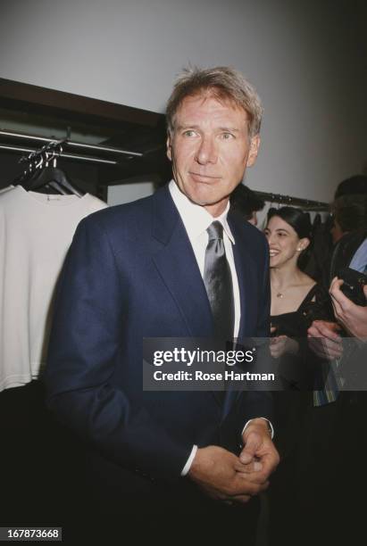 American film actor and producer Harrison Ford in the Cerruti store, 1998.