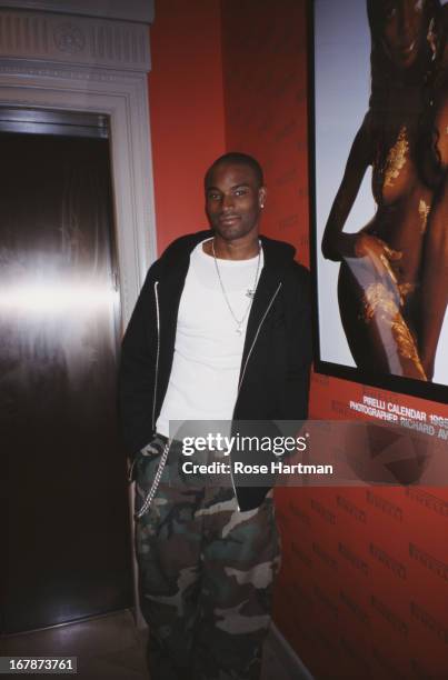 American model Tyson Beckford at the Pirelli Calendar Launch at Bergdorf Goodman, New York City, 1995.