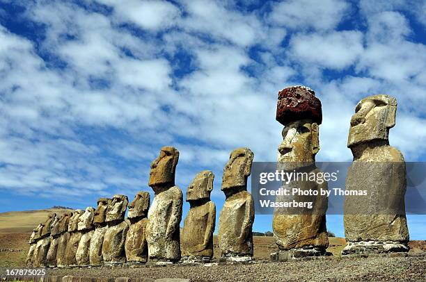 ahu tongariki - easter_island stock pictures, royalty-free photos & images