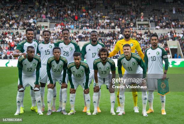 The Saudi Arabia team, back row l-r, Ali Al Bulayhi, Abdullah Al Khaibari, Mohamed Kanno, Hassan Tambakti, Mohammed Al Owais, Salem Al Dawsari, front...