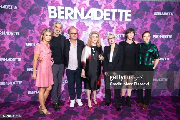 Barbara Schulz, Francois Vincentelli, Lionel Abelanski, Catherine Deneuve, Lea Domenach, Sara Giraudeau and Maud Wyler attend the "Bernadette"...