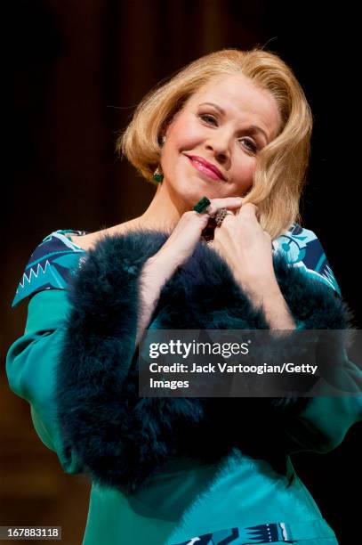 American soprano Renee Fleming performs during the final dress rehearsal before the season premiere of the Metropolitan Opera/John Cox production of...