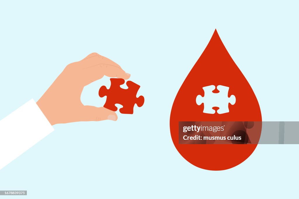 Blood drop, blood donation, puzzle