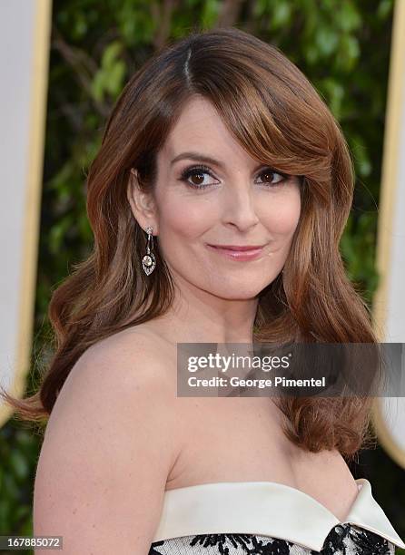 Co-host Tina Fey arrives at the 70th Annual Golden Globe Awards held at The Beverly Hilton Hotel on January 13, 2013 in Beverly Hills, California.