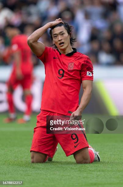Guesung Cho of South Korea during the international friendly match between Korea Republic and Saudi Arabia at St James' Park on September 12, 2023 in...