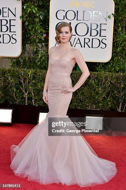 Actress Amy Adams arrives at the 70th Annual Golden Globe Awards held at The Beverly Hilton Hotel on January 13, 2013 in Beverly Hills, California.