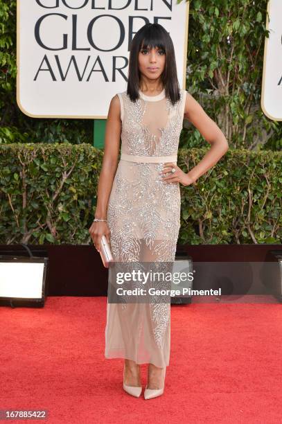 Actress Kerry Washington arrives at the 70th Annual Golden Globe Awards held at The Beverly Hilton Hotel on January 13, 2013 in Beverly Hills,...