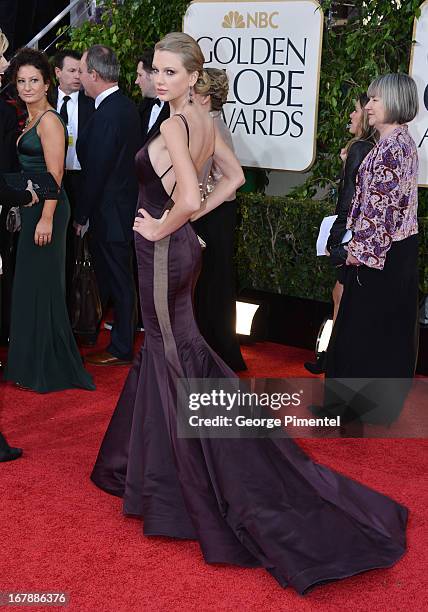 Singer Taylor Swift arrives at the 70th Annual Golden Globe Awards held at The Beverly Hilton Hotel on January 13, 2013 in Beverly Hills, California.