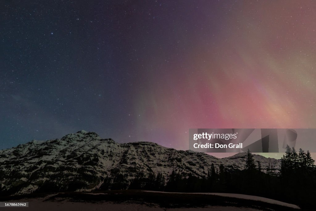 Aurora Borealis colors the night sky