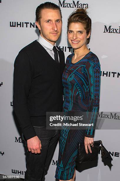 Scott Campbell and actress Lake Bell attend the 2013 Whitney Art Party at Skylight at Moynihan Station on May 1, 2013 in New York City.