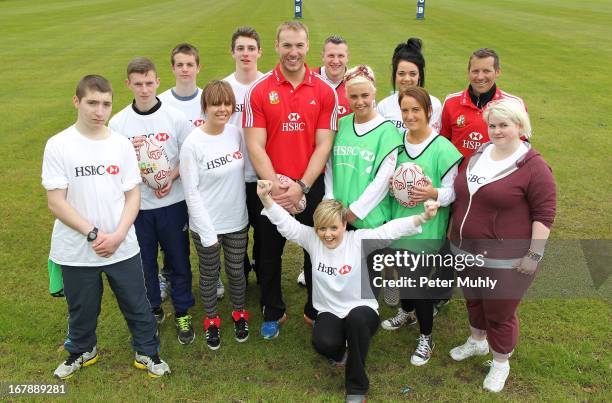 Ulster's Stephen Ferris coaches young people from the The Prince's Trust Fairbridge programme during an HSBC rugby event in the build-up to the 2013...