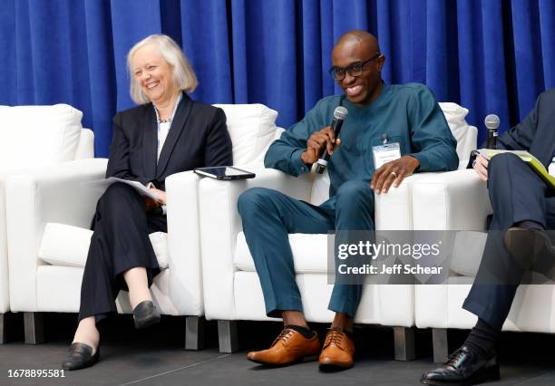 Ambassador Meg Whitman and Co-founder and Managing Partner of Africa Eats Jumaane Tafawa speak at the U.S.-Kenya Business Roadshow on September 13,...