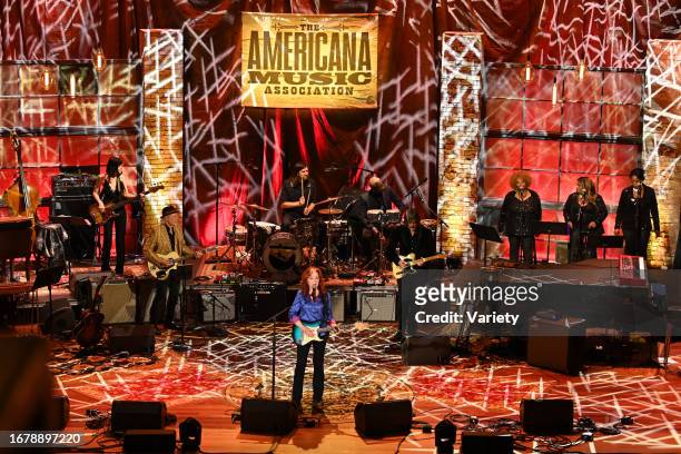 Bonnie Raitt performs onstage at The Americana Music Association 22nd Annual Honors & Awards Show on September 20, 2023 at the Ryman Auditorium in...