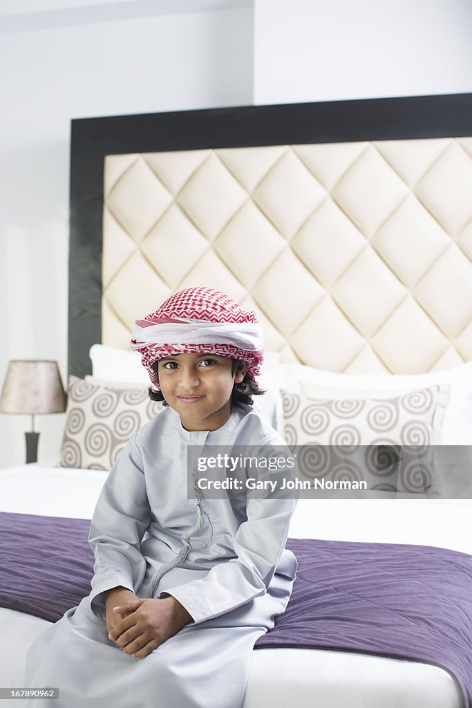 Young Middle Eastern boy in traditional dress