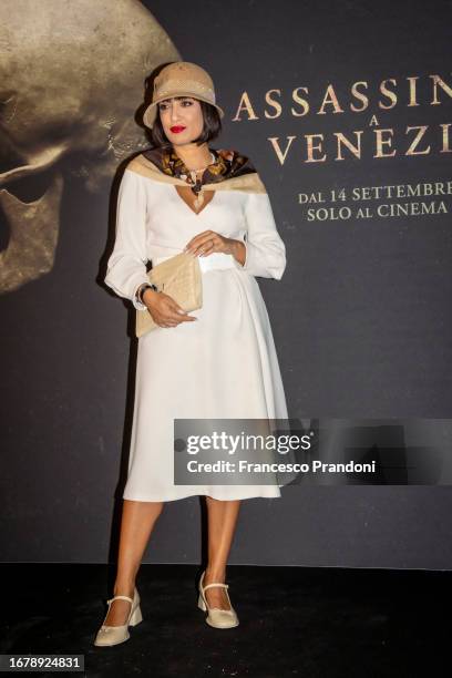 Maria Giovanna Abagnale attends the Italian premiere of the movie "A Haunting In Venice " at Museo Bagatti Valsecchi on September 13, 2023 in Milan,...