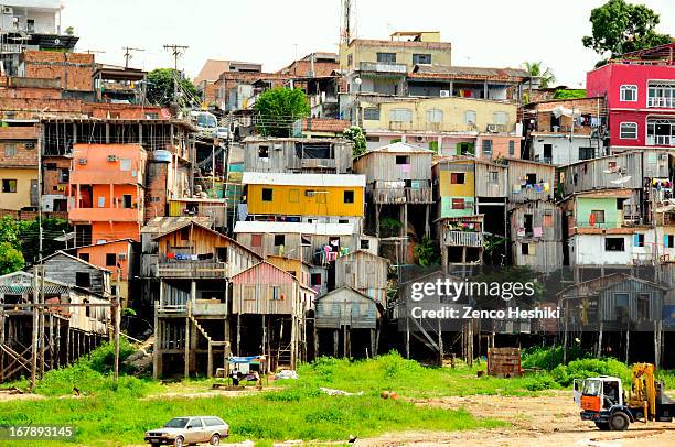 houses the edge of the  solimões river - solimões river stock pictures, royalty-free photos & images
