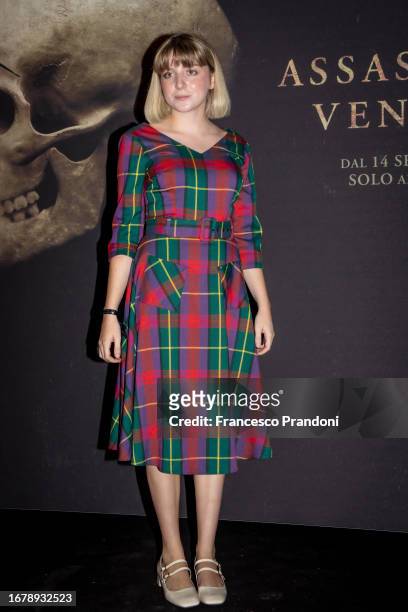Matilde Santantonio attends the Italian premiere of the movie "A Haunting In Venice " at Museo Bagatti Valsecchi on September 13, 2023 in Milan,...