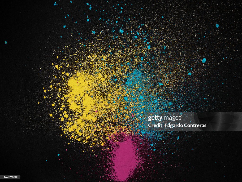 Color dust magenta yellow and cyan