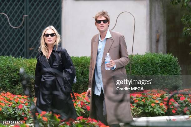 Kate Moss and Nikolai von Bismarck are seen on September 20, 2023 in Milan, Italy.
