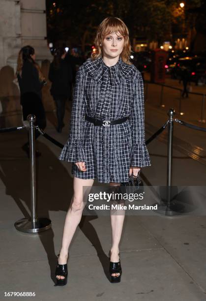 Emily Beecham attends the private view of "Gabrielle Chanel. Fashion Manifesto" at The V&A on September 13, 2023 in London, England.