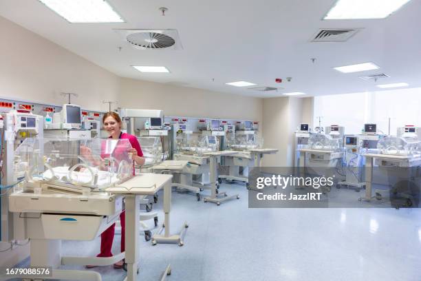 babies and nurse in a special baby care unit. - sleep hygiene stock pictures, royalty-free photos & images