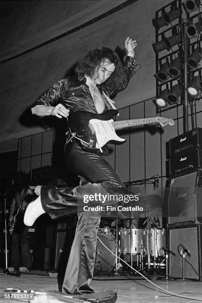 1st NOVEMBER: Guitarist Ritchie Blackmore from Deep Purple performs live on stage during the band's American tour in November 1974.