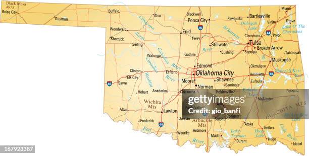 bildbanksillustrationer, clip art samt tecknat material och ikoner med map of oklahoma - oklahoma