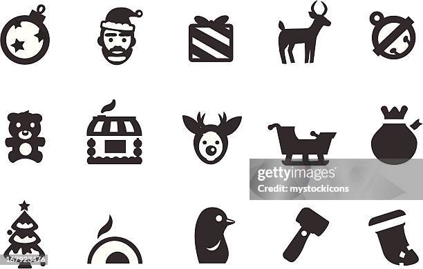 christmas north pole icons - elf christmas stockings stock illustrations