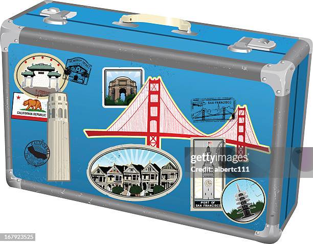 pack your bags for san francisco! - coit tower stock illustrations