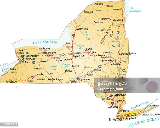 karte von new york - bundesstaat new york stock-grafiken, -clipart, -cartoons und -symbole