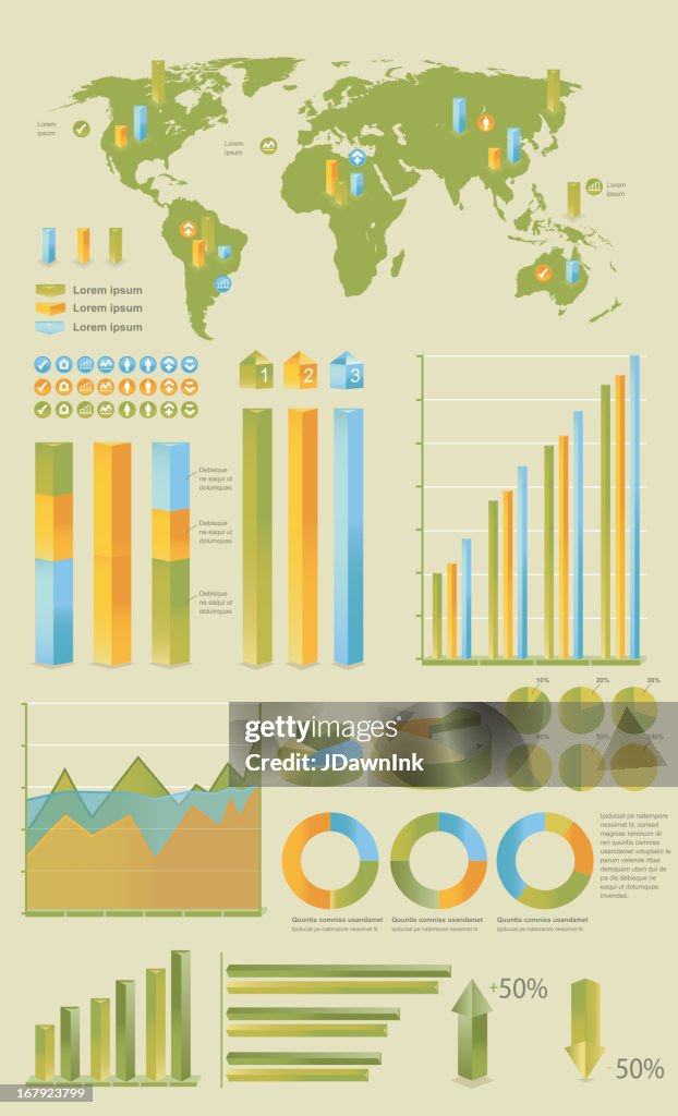 Map Elements Graphics Infographic Set Of Elements Including Map High-Res Vector Graphic ...