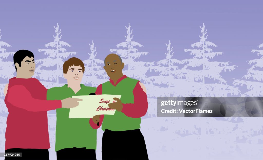 Three Men Singing Christmas Songs