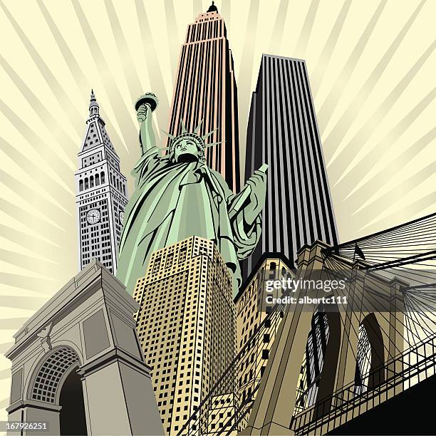 stockillustraties, clipart, cartoons en iconen met gothem deluxe - brooklyn bridge