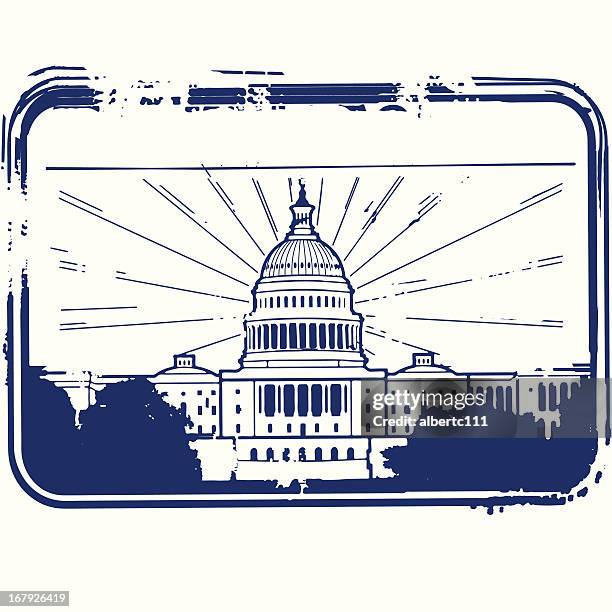 washington dc stamp - capitol building vector stock illustrations