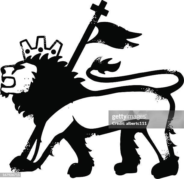 stockillustraties, clipart, cartoons en iconen met grunge rasta lion - rastafari