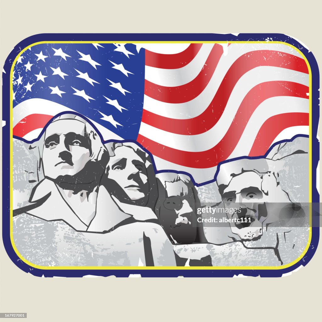 Retro Mount Rushmore travel sticker