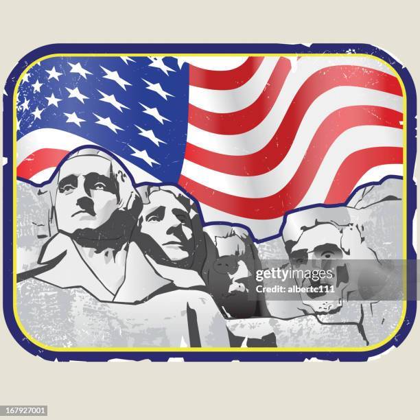 retro mount rushmore travel sticker - mount rushmore stock illustrations