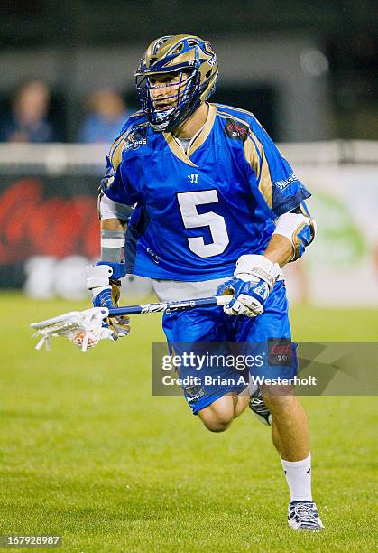 Casey Cittadino of the Charlotte Hounds in action against the Denver Outlaws at American Legion Memorial Stadium on April 27, 2013 in Charlotte,...