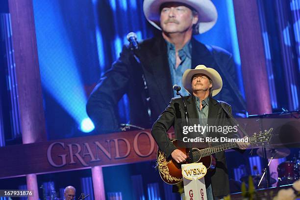 Country musician Alan Jackson performs at the funeral service for George Jones at The Grand Ole Opry on May 2, 2013 in Nashville, Tennessee. Jones...